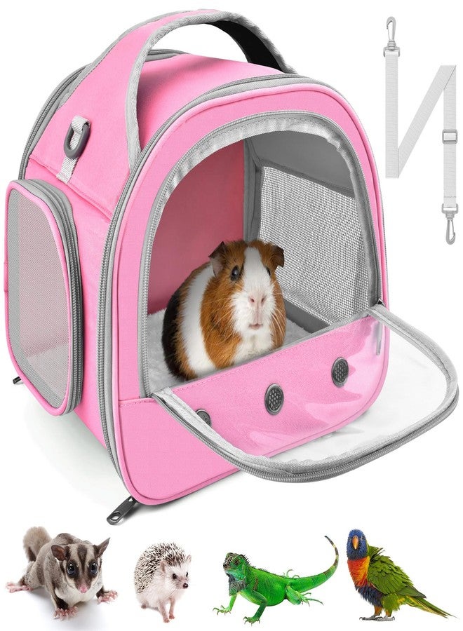 Bissap Guinea Pig Carrier Bag, Portable Small Animal Carrier Pouch for Hamster Chinchilla Bunny Hedgehog Lizard Bearded Dragon Bird Outgoing Reptile Travel Carrying Case - Pink - Image 1